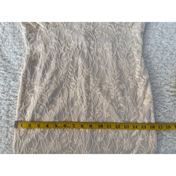 Women's Pinkblush Beige Lace Long Sleeve Mini Dress M - Picture 8 of 9